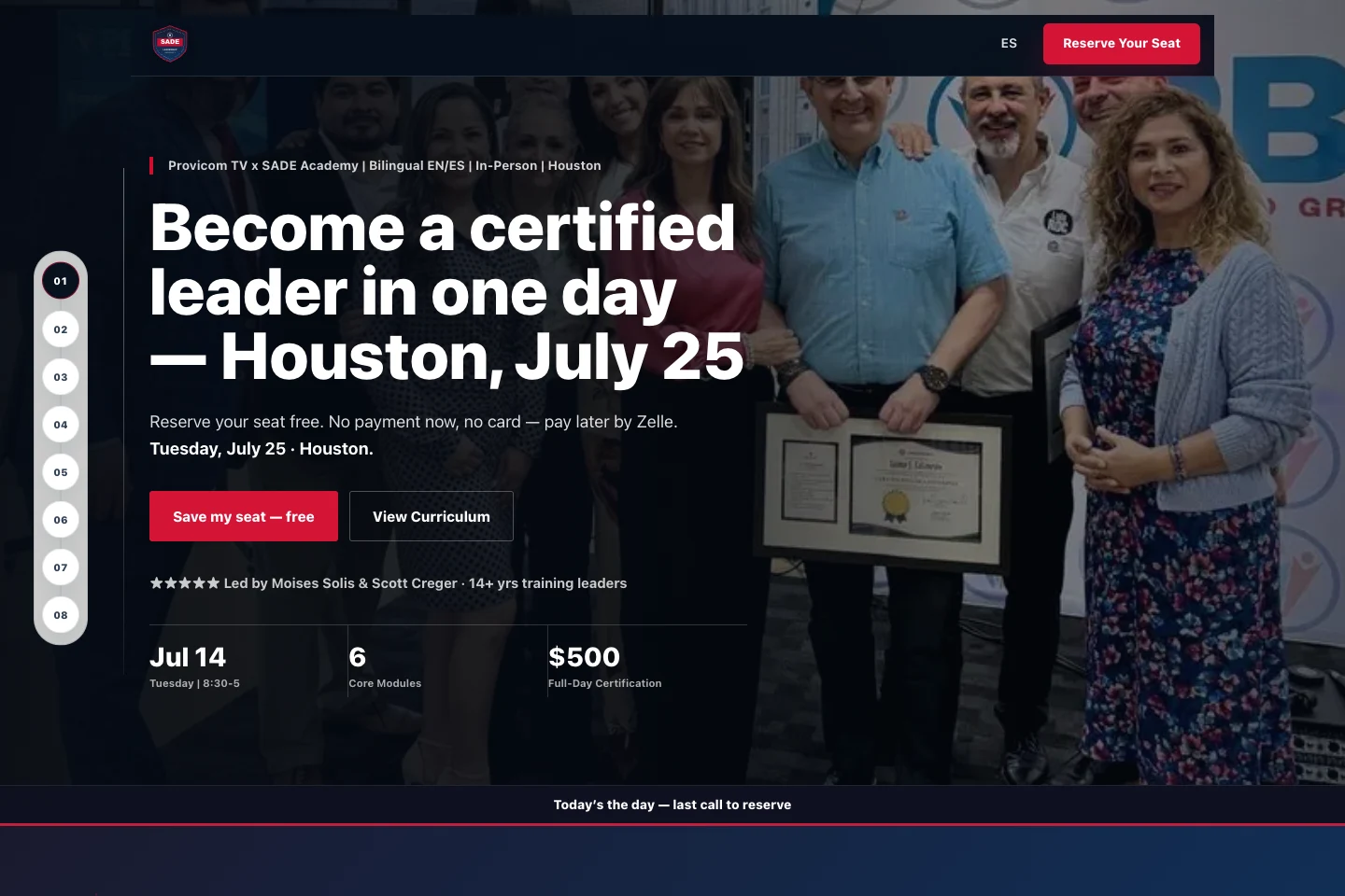 SADE Leadership Academy a closer look at the course. screenshot, September 9, 2026.